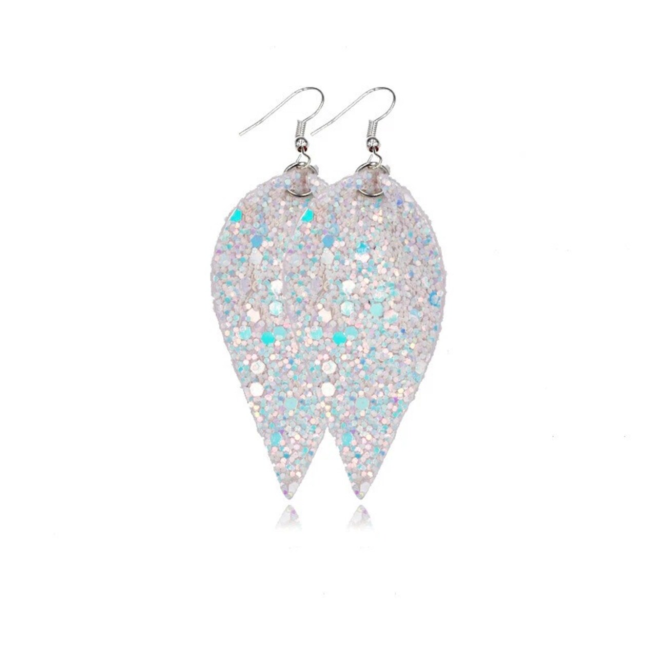 Sequined Leaf Teardrop Leather Earrings Boho Hook Drop Dangle Jewelry